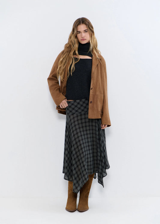 Falda asimétrica cuadros