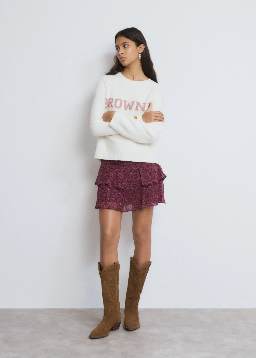 Falda corta cintura drapeada