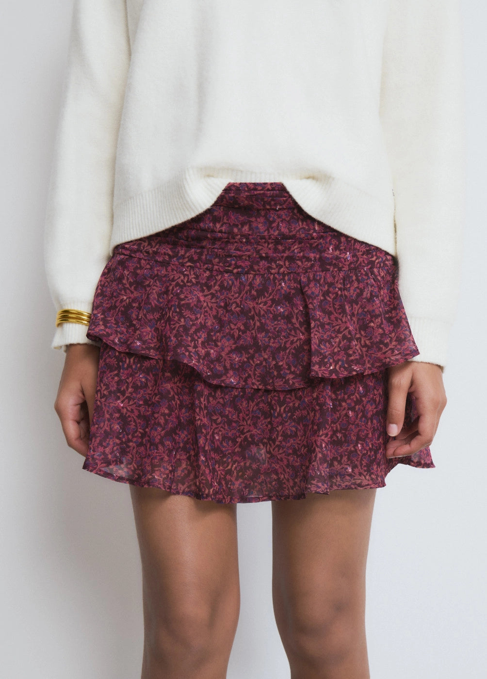 Falda corta cintura drapeada