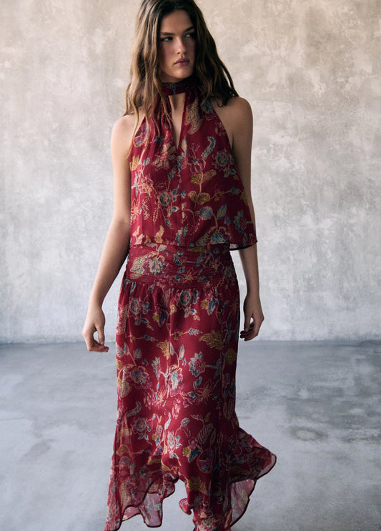 Falda larga estampada