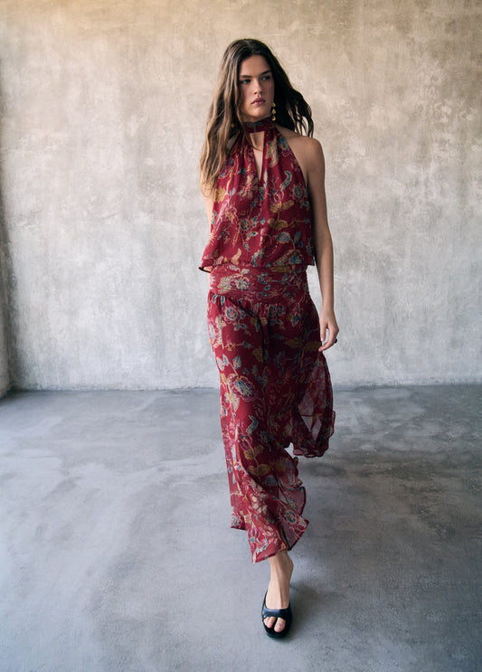 Falda larga estampada