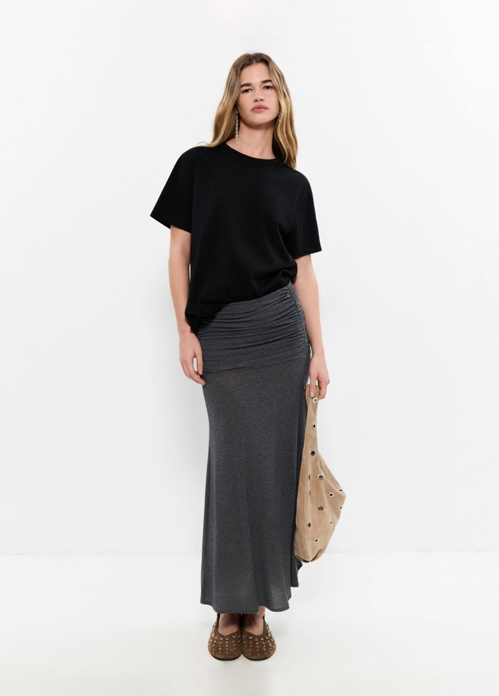 Falda midi drapeada