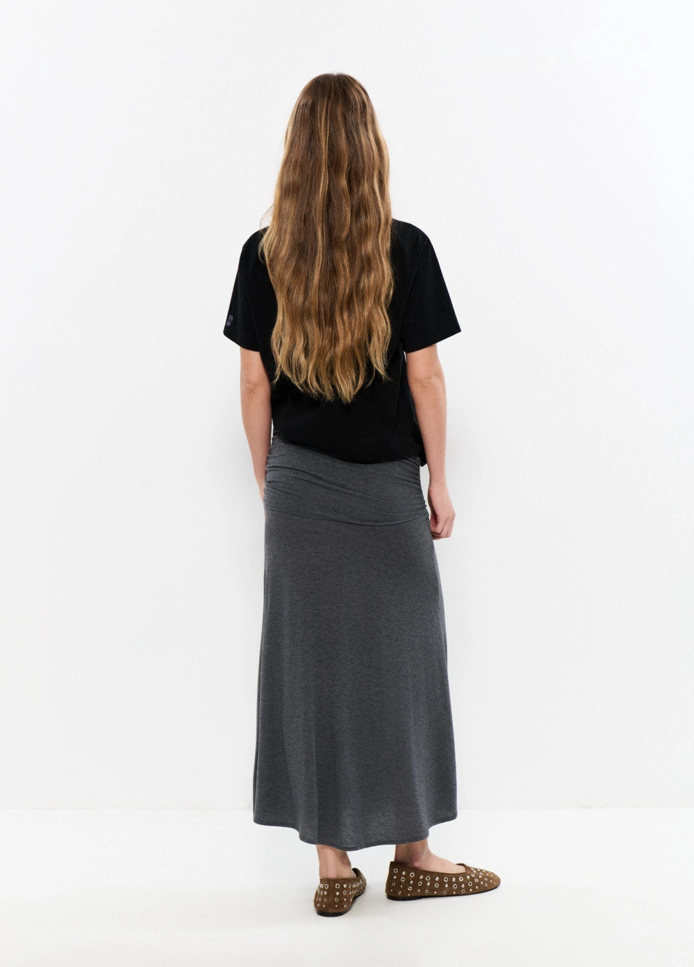 Falda midi drapeada