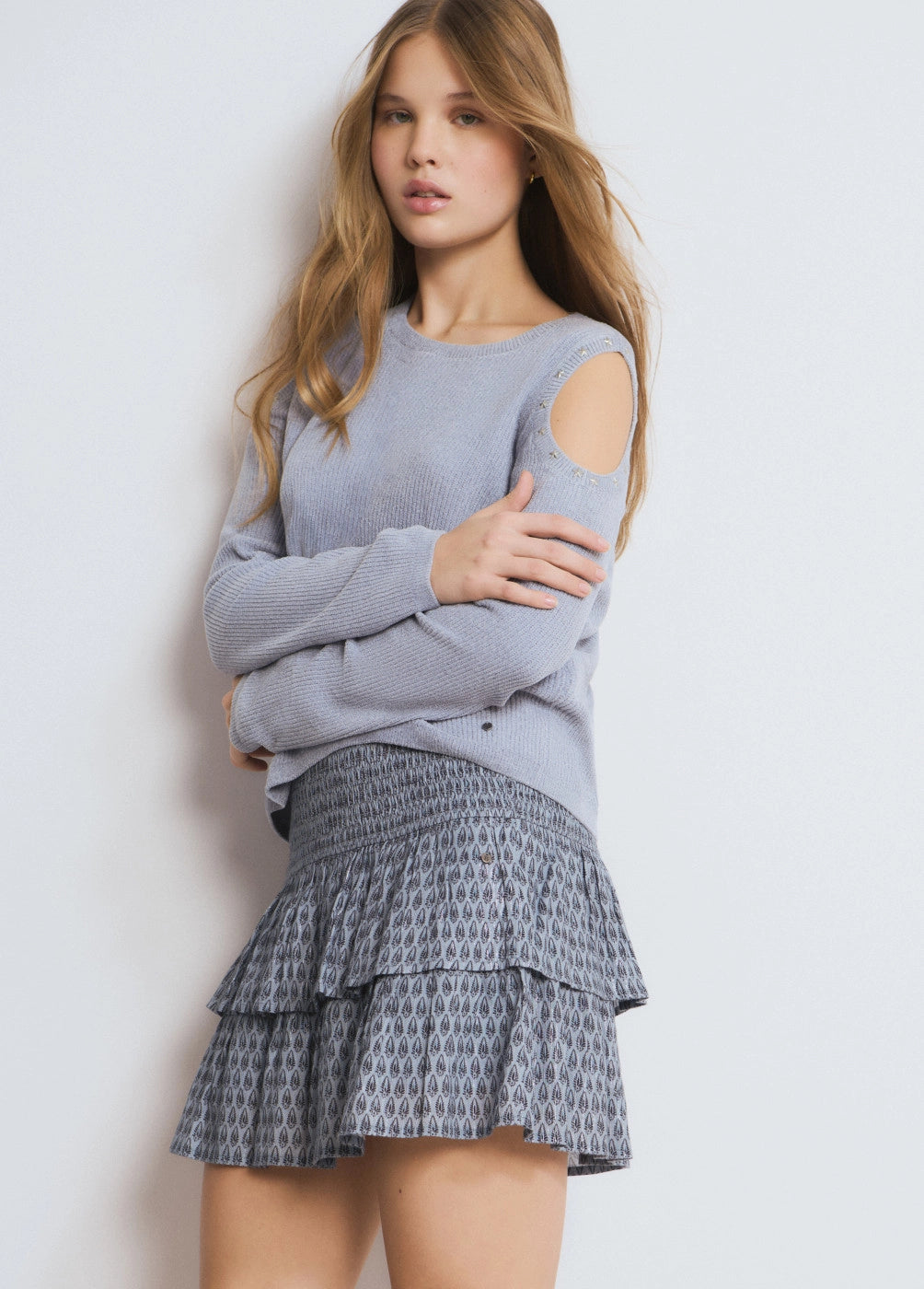 Falda volantes estampada sello indio