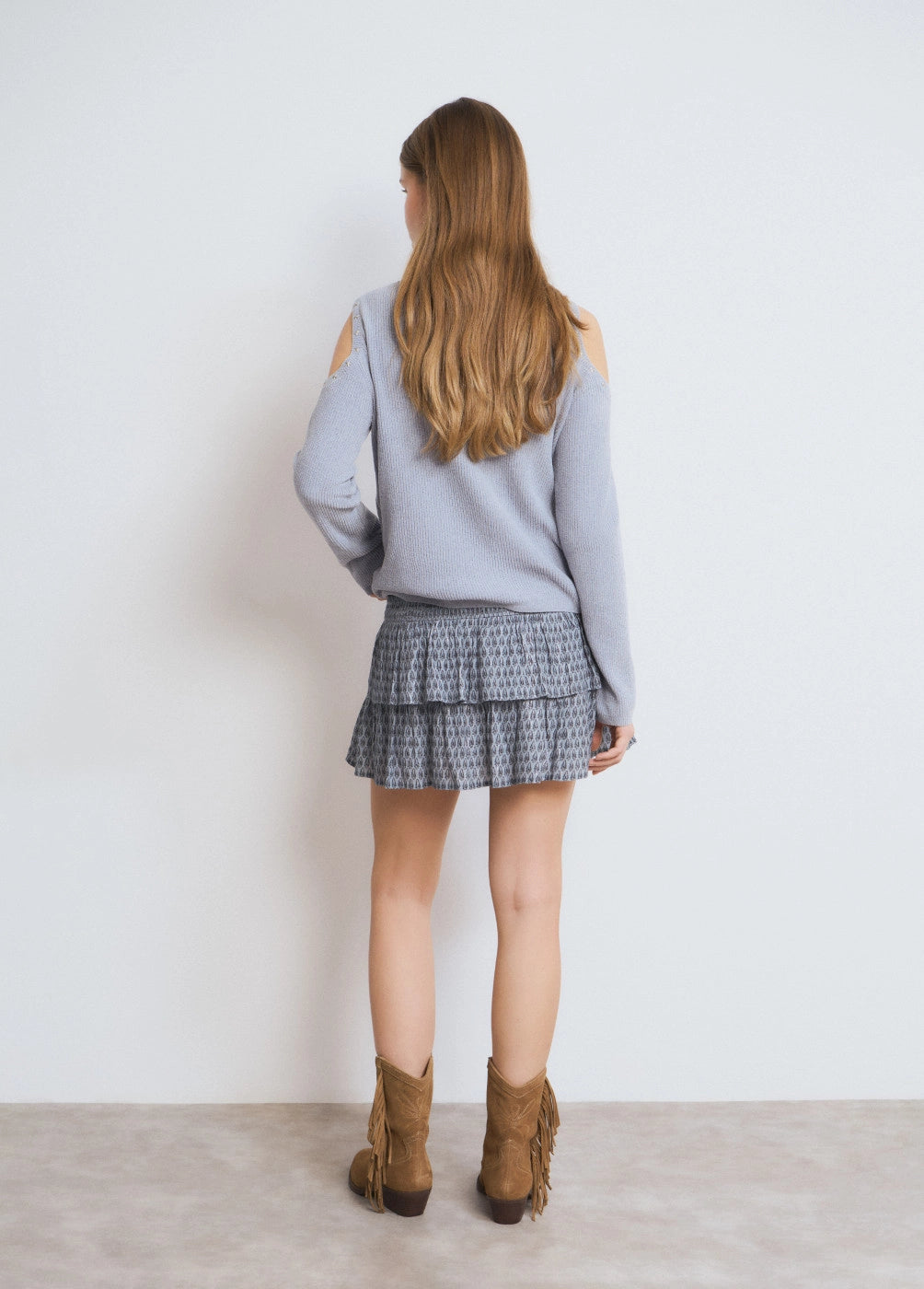 Falda volantes estampada sello indio