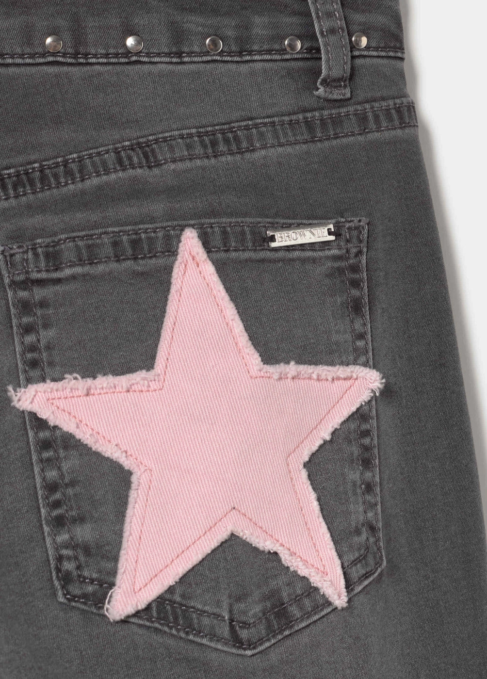 Jeans bolsillo parche estrellas twill