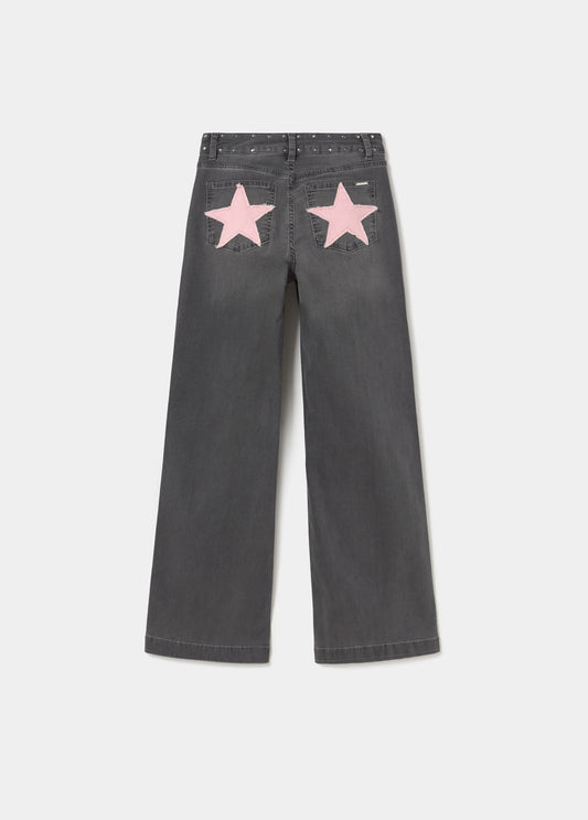 Jeans bolsillo parche estrellas twill