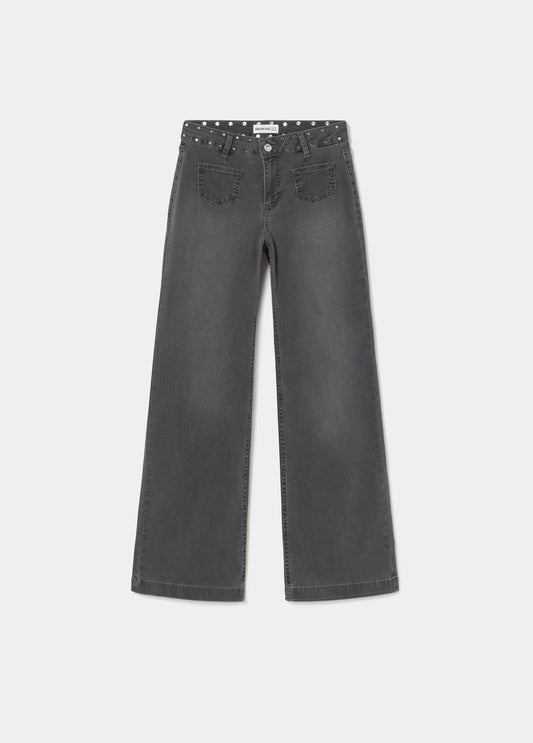 Jeans bolsillo parche estrellas twill