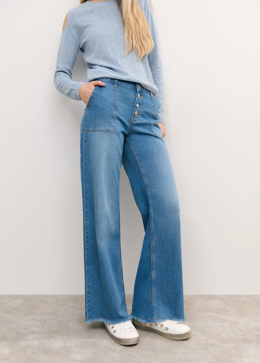 Jeans culotte bajo desflecado