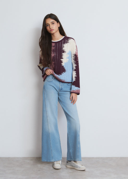 Jeans culotte pieza lateral alas bolsillo