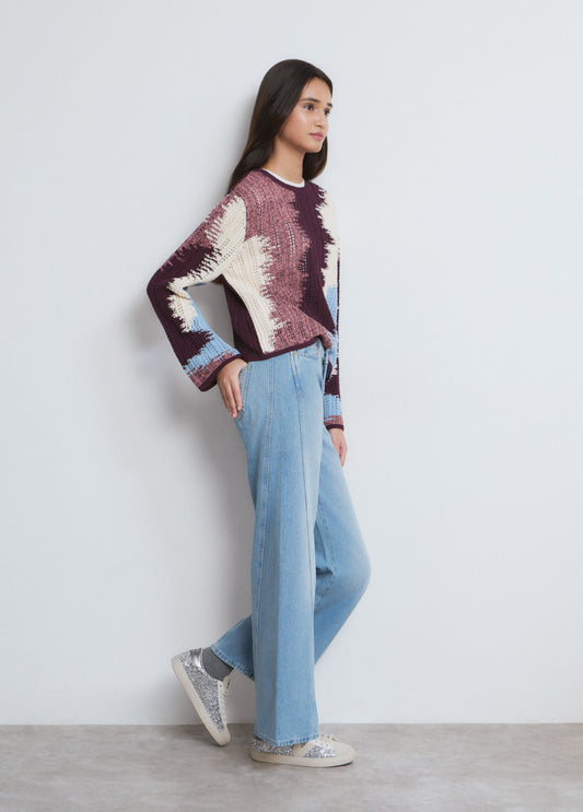 Jeans culotte pieza lateral alas bolsillo