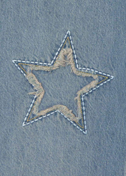 Jeans estrellas parche desflecado