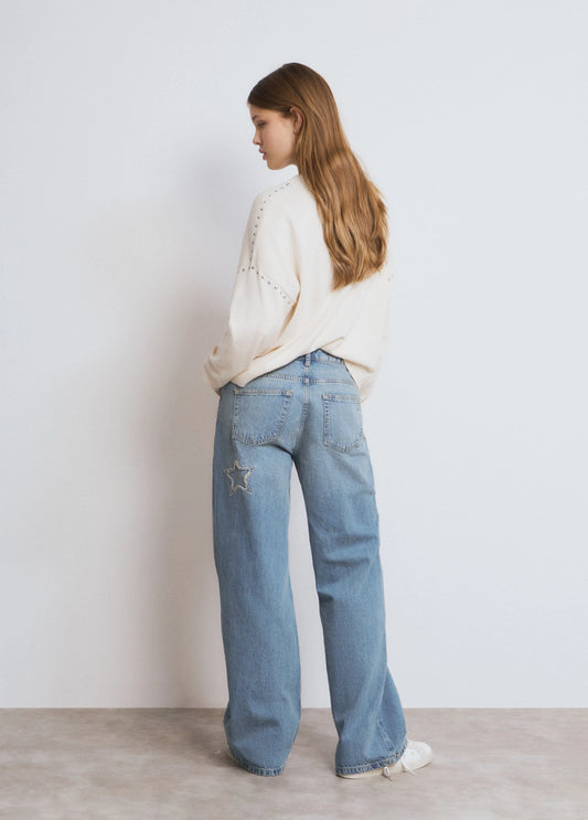 Jeans estrellas parche desflecado