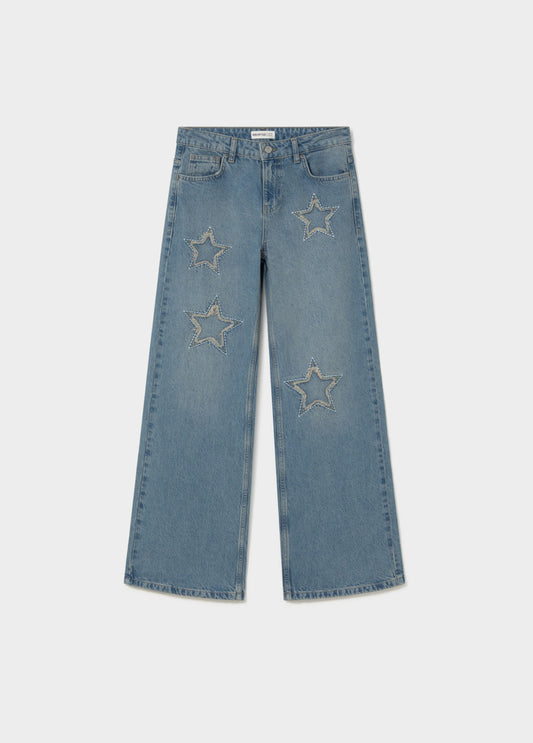 Jeans estrellas parche desflecado