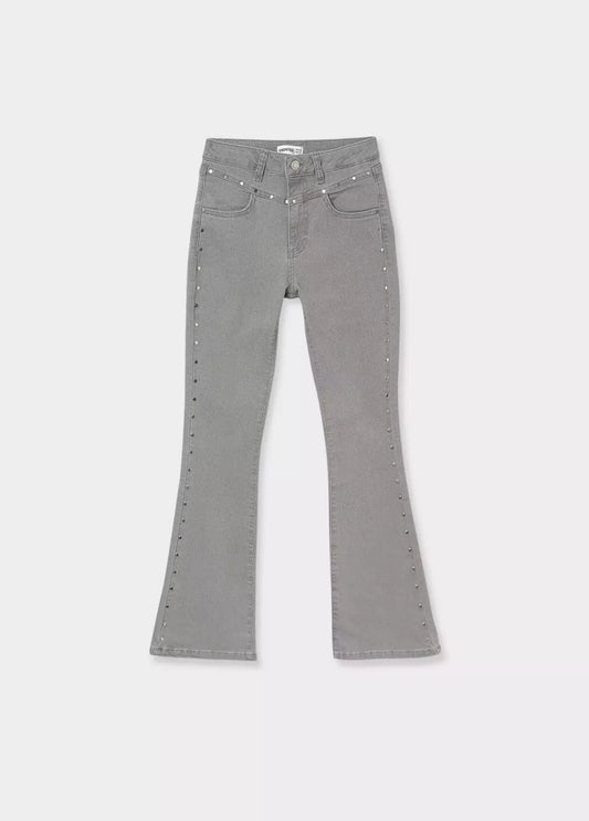 Jeans flare cropped tachas