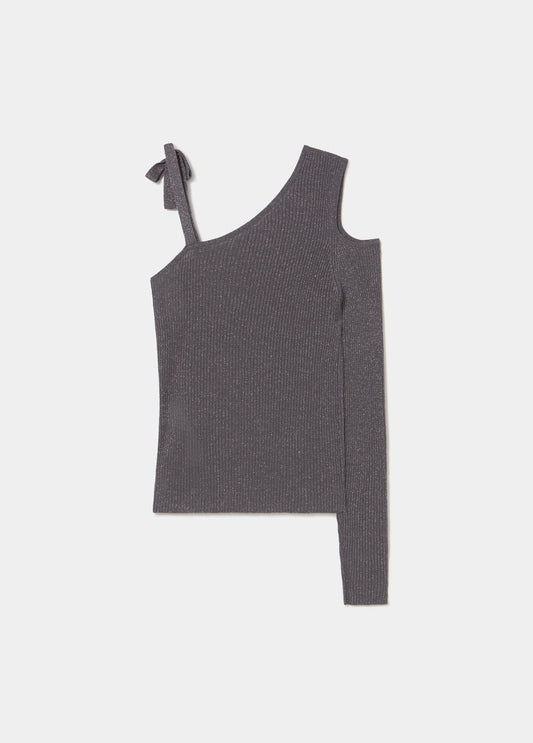 Jersey asimétrico lazo gris medio