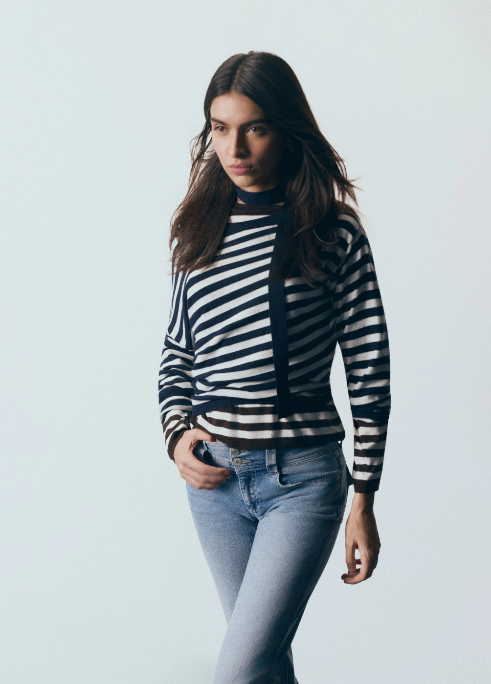 Jersey asimétrico rayas choker