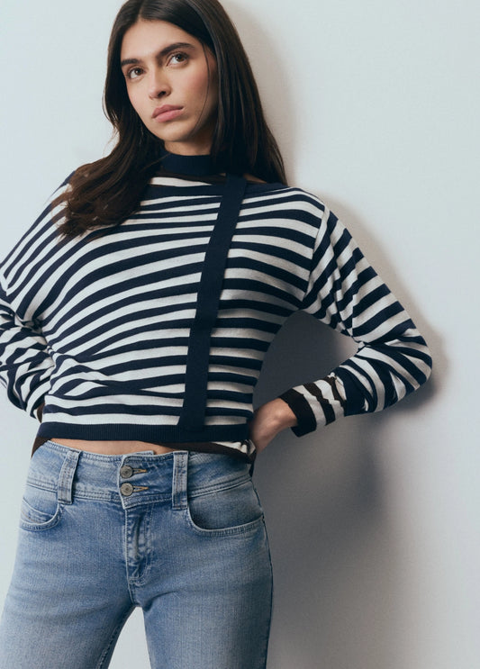 Jersey asimétrico rayas choker