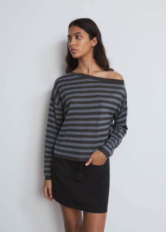Jersey asimétrico rayas gris oscuro