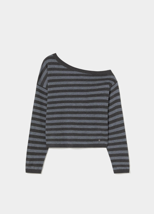 Jersey asimétrico rayas gris oscuro
