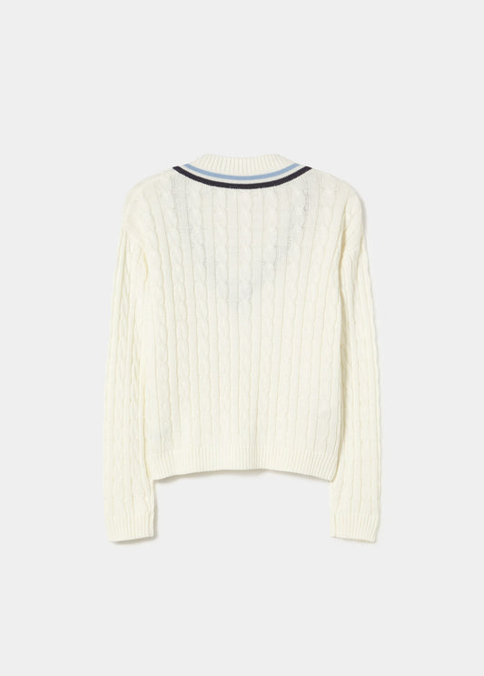 Jersey cuello pico trenzas