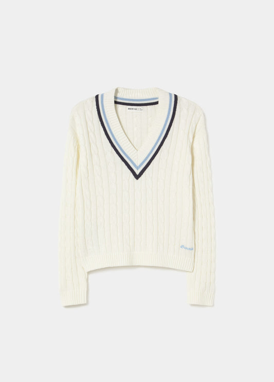 Jersey cuello pico trenzas