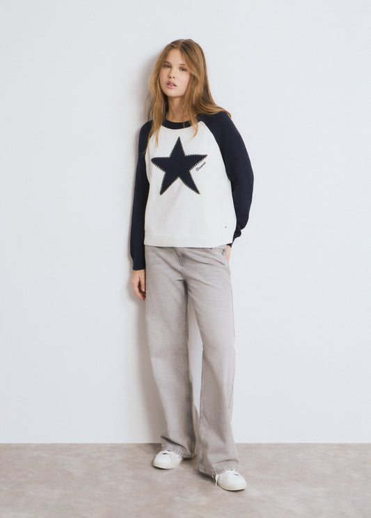 Jersey estrella tachuelas manga ranglán