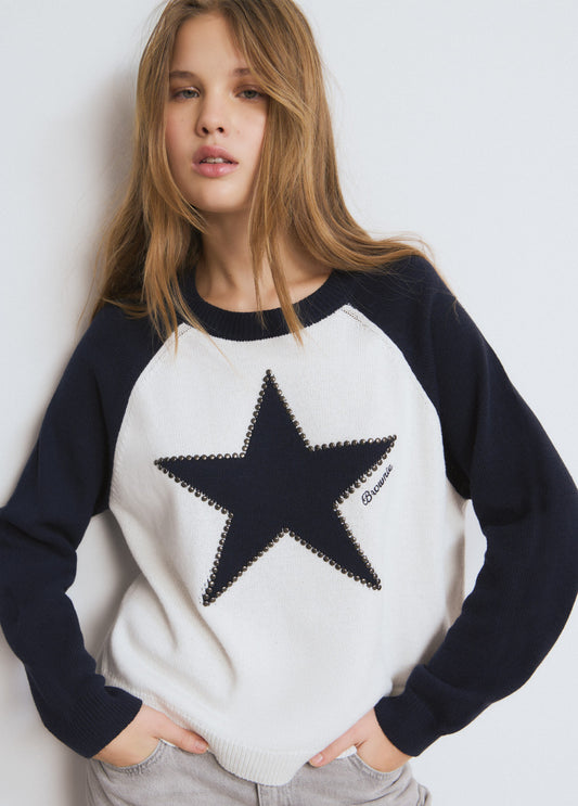 Jersey estrella tachuelas manga ranglán