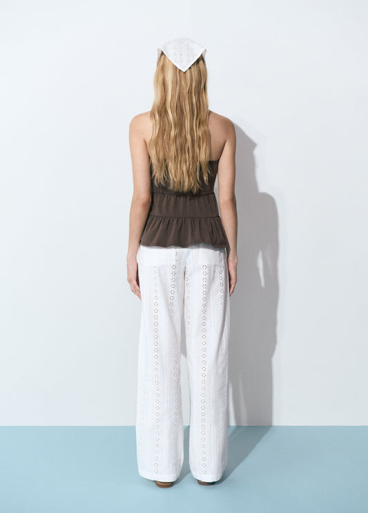 Pantalón bordado suizo