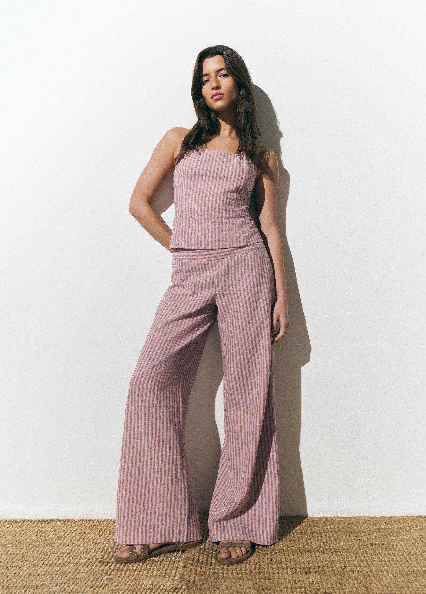 Pantalón rayas cintura ancha