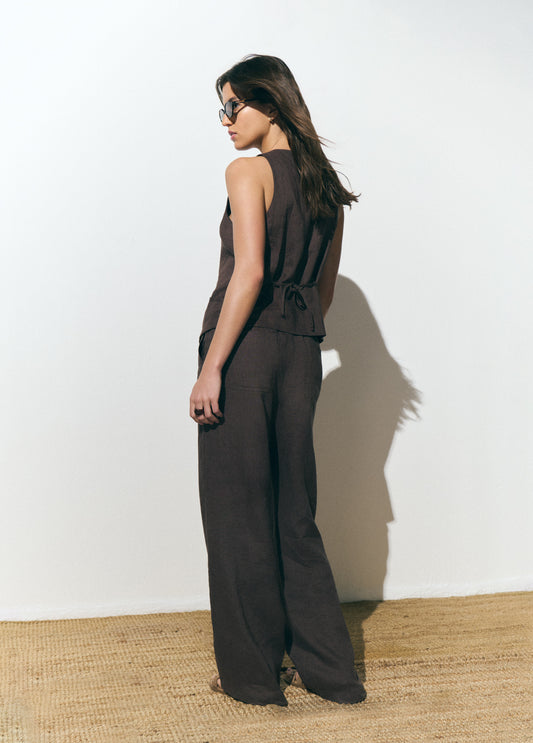 Pantalón cintura detalle lino