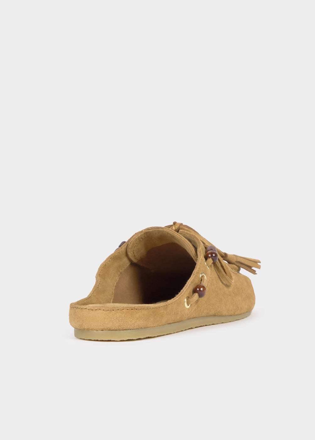 Mule mocasín borlas cuero