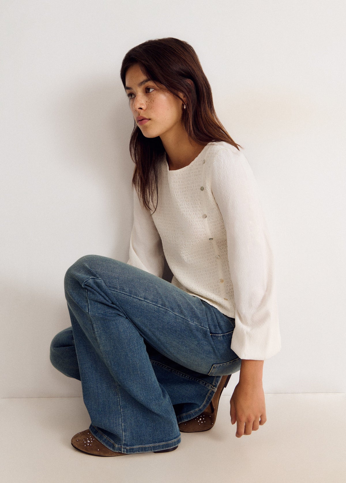 Blusa manga larga smock