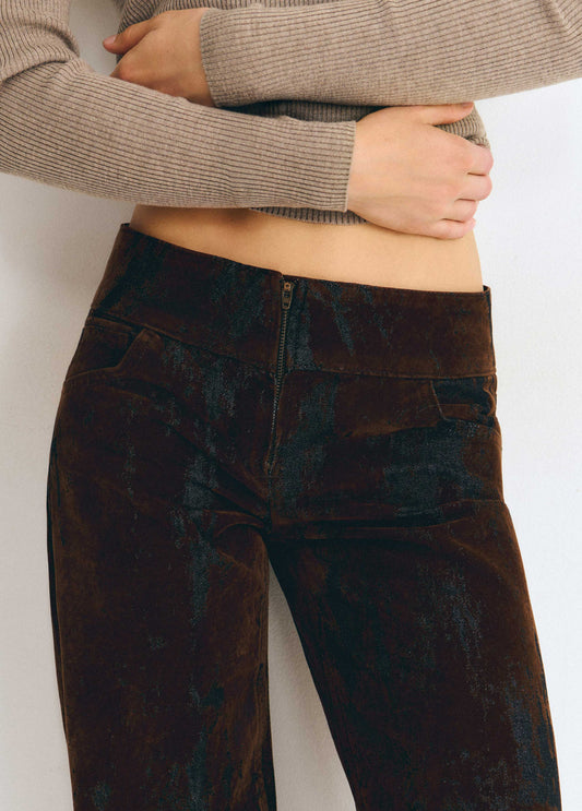 Pantalón flock marrón