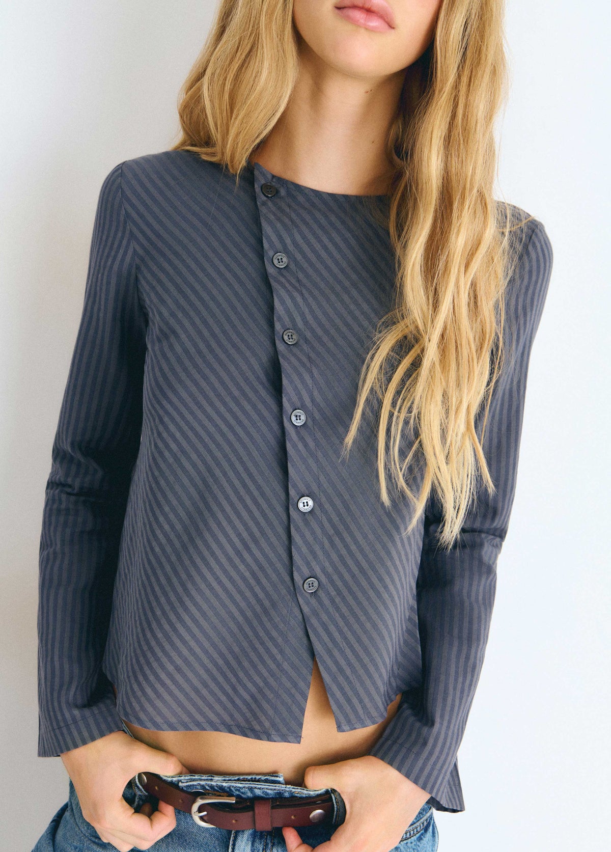 Blusa rayas botones cruzados