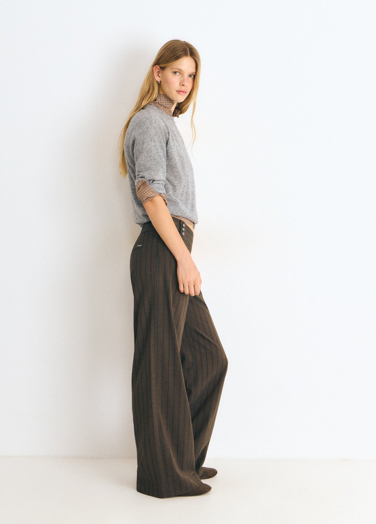 Pantalón cinturilla ancha rayas