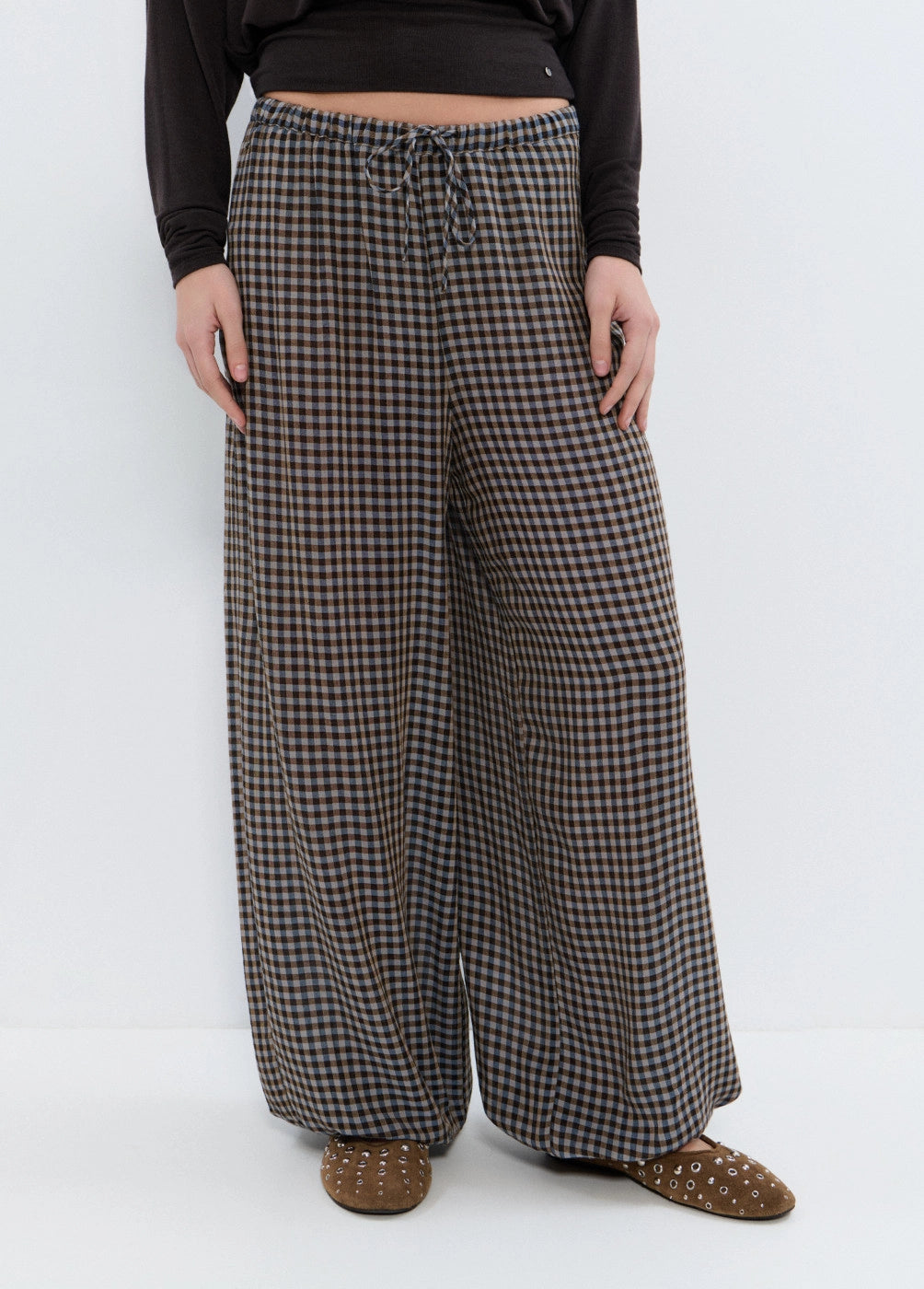 Pantalón bombacho de cuadros