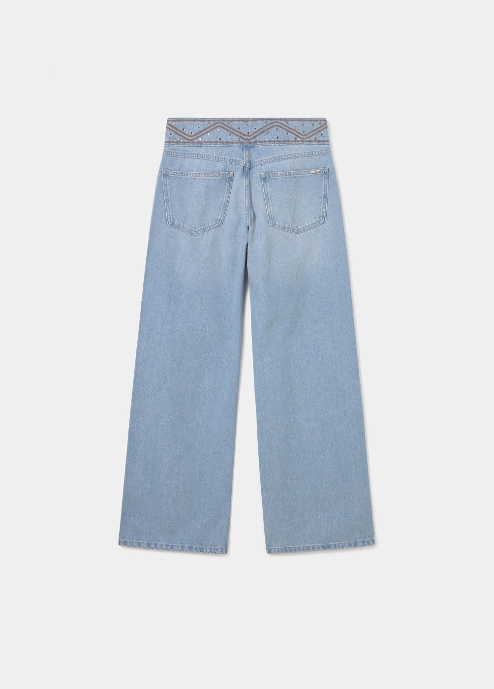 Pantalón cintura ancha bordada