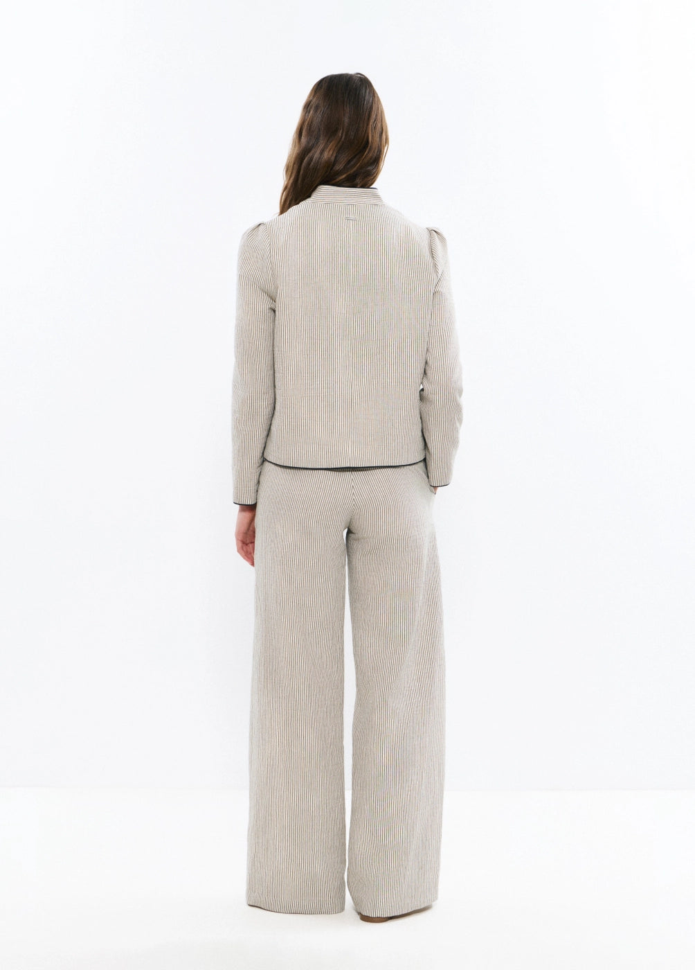 Pantalón con lino rayas vivos contraste