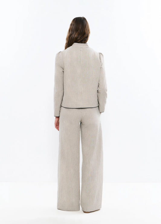 Pantalón con lino rayas vivos contraste