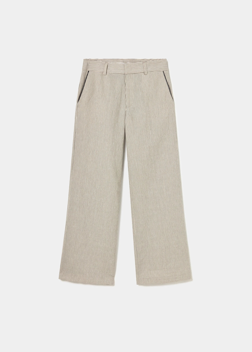 Pantalón con lino rayas vivos contraste