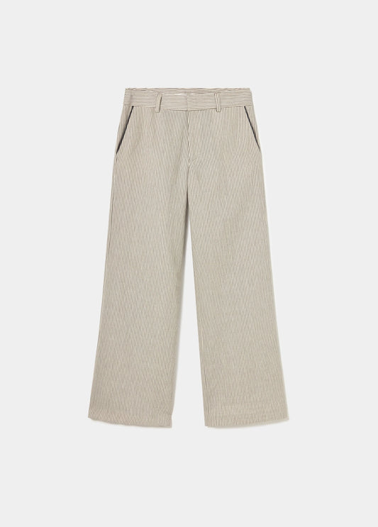 Pantalón con lino rayas vivos contraste
