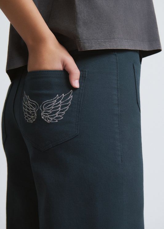 Pantalón culotte alas bordadas