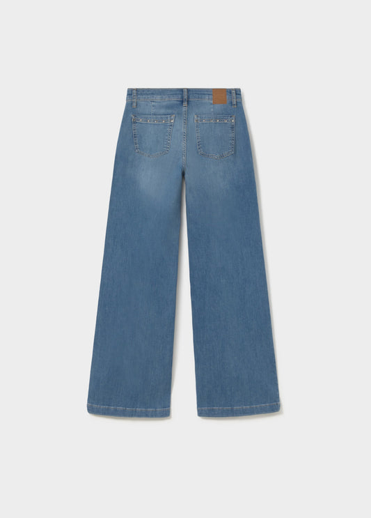 Pantalon culotte tachas azul medio