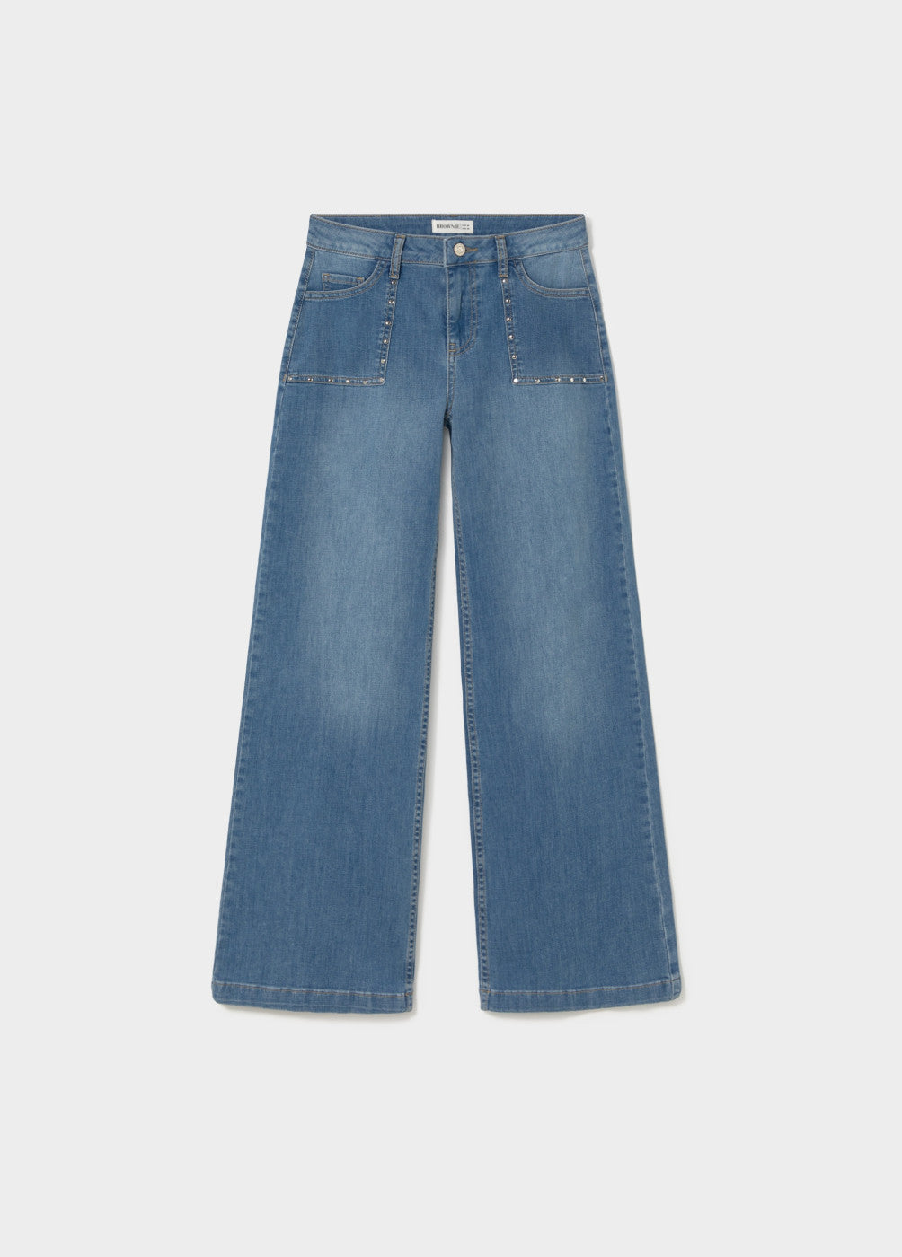 Pantalon culotte tachas azul medio