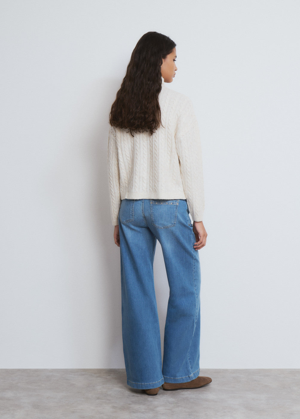 Pantalon culotte tachas azul medio