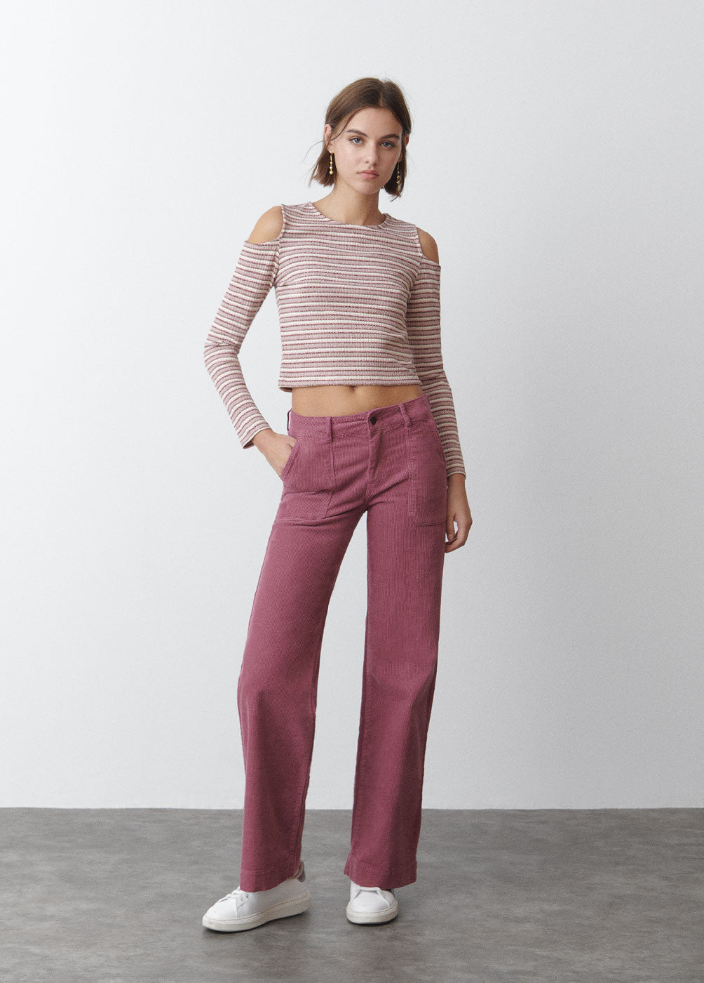 Pantalón pana culotte bolsillo frontal