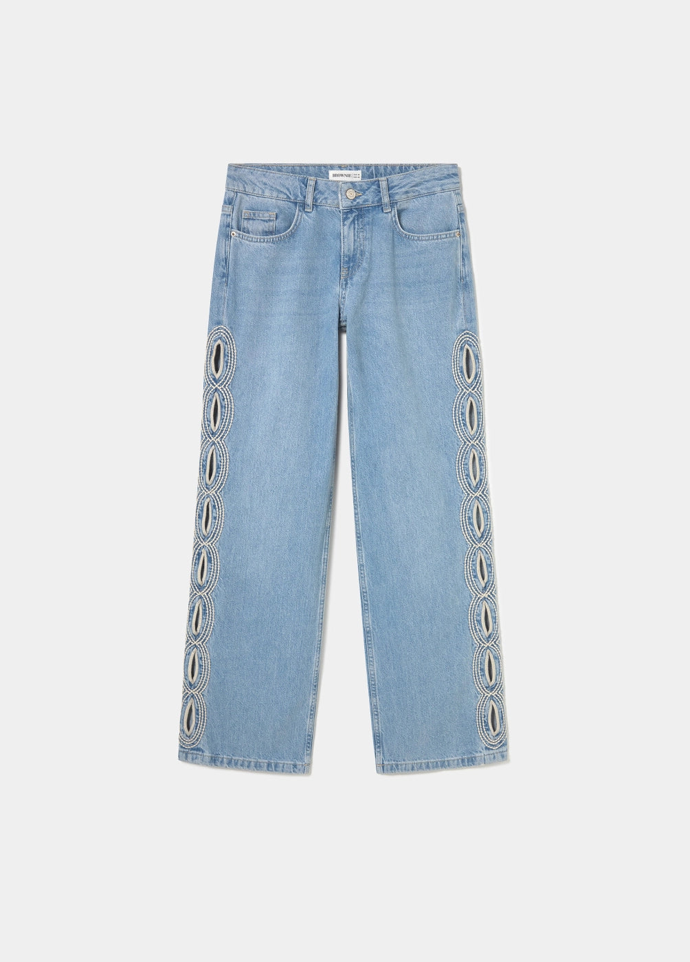 Pantalón recto bordados laterales