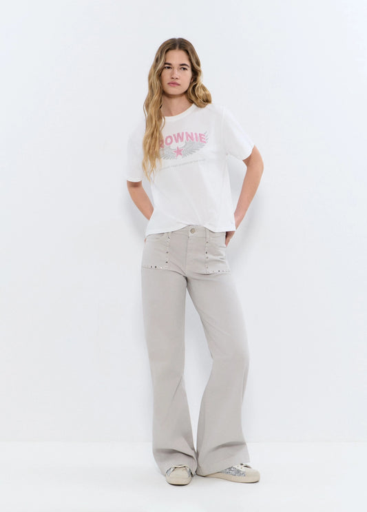 Pantalón recto tachas