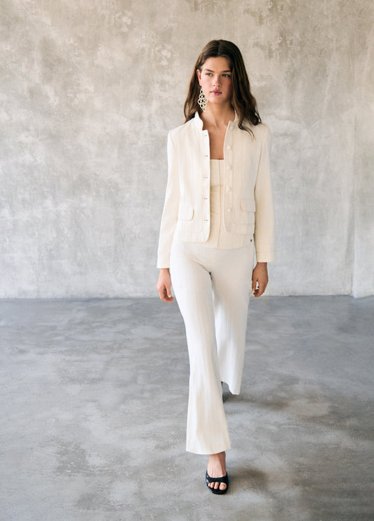 Pantalón tiro bajo tejido textura